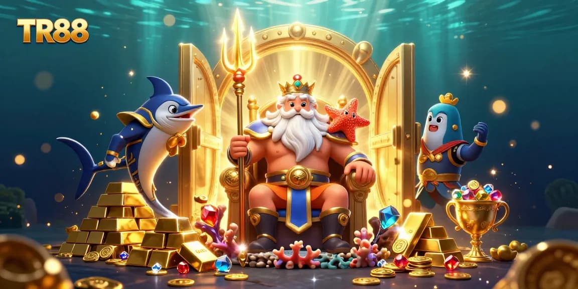 Win big with TR88 at this immersive underwater casino scene featuring vibrant treasures.