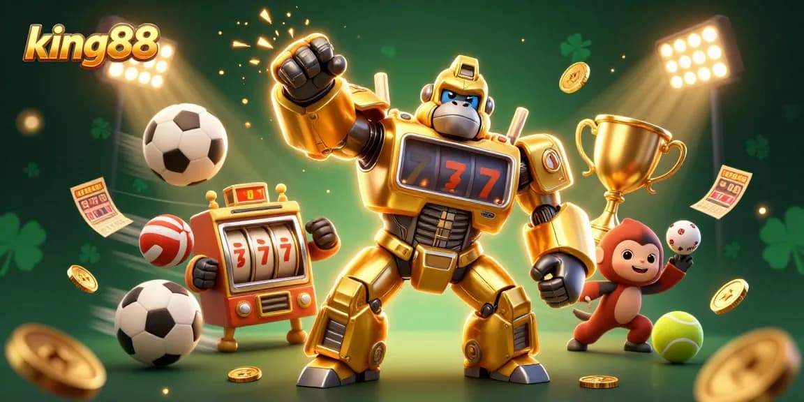 Experience the thrill of king88 with dynamic sports and casino action in a vibrant 3D scene.