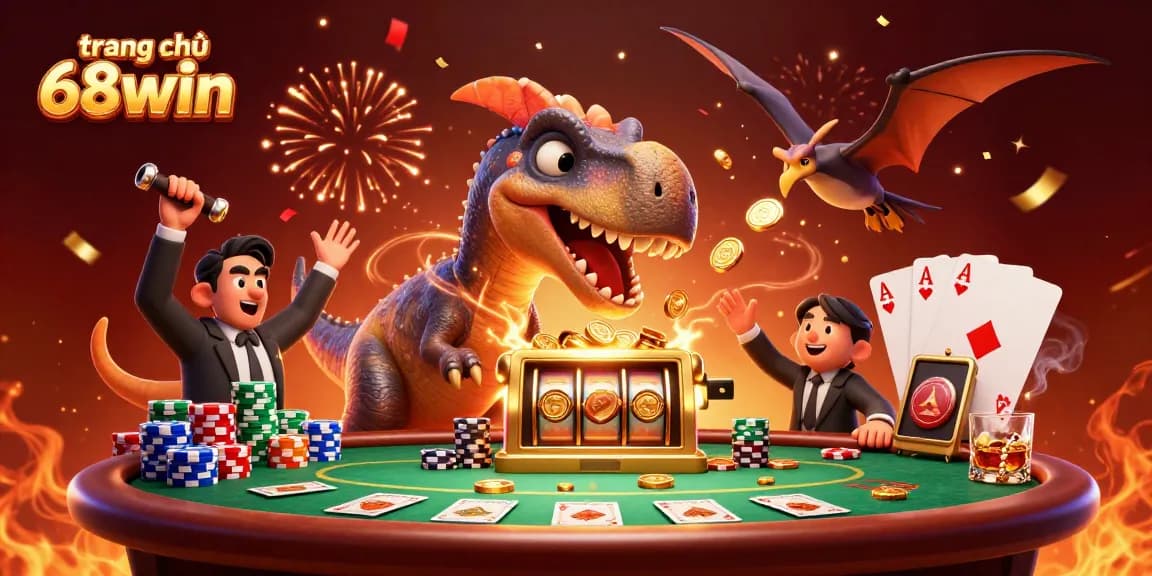 Experience excitement at trang chủ 68win where a cartoon dinosaur wins a jackpot!