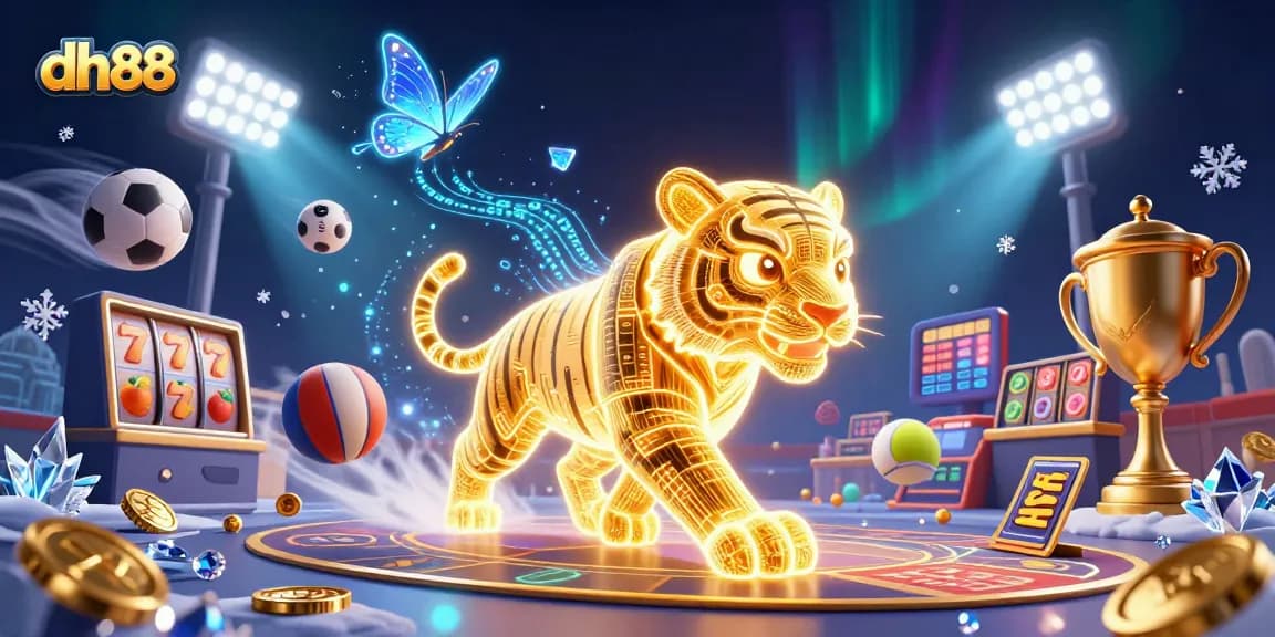Experience thrilling action at DH88 with a golden tiger in a dynamic casino landscape.
