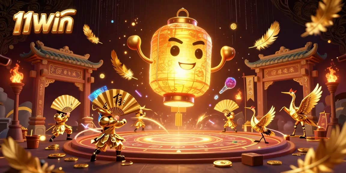 Experience vibrant gameplay with 11WIN as a giant lantern spirit illuminates thrilling casino action.