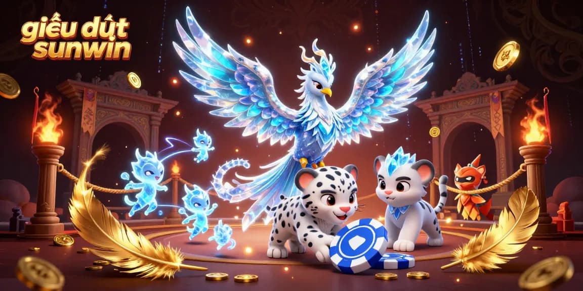 Join the giải đấu sunwin excitement with this dynamic 3D scene featuring mythical characters and casino elements.