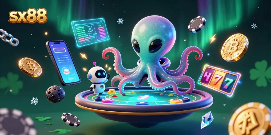 Experience exhilarating gaming at sx88 with an alien octopus running a holographic poker table