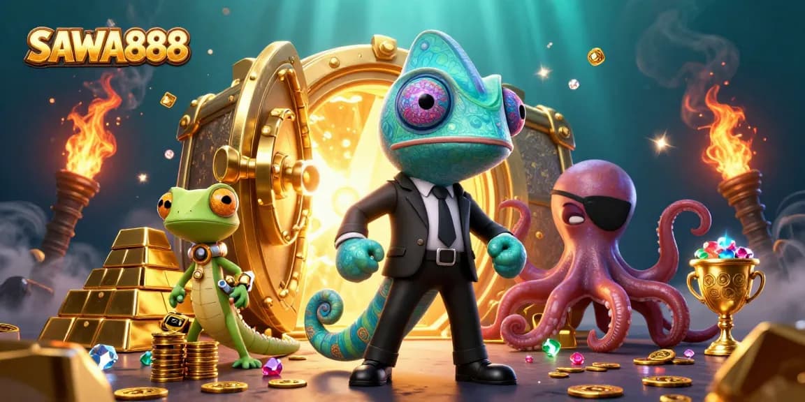 Experience thrilling moments on SAWA888 with dynamic gaming elements and vibrant characters in an exciting casino scene.