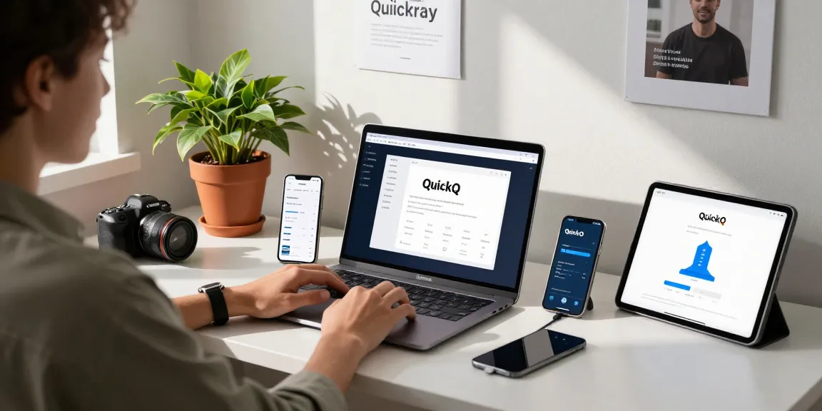 快速连接和稳定网络体验，使用QuickQ软件的现代家办公场景
