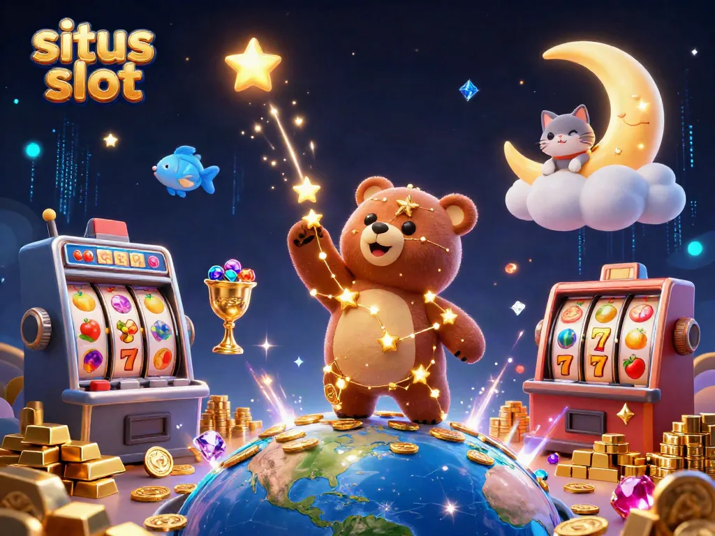 Scoop coins and hit jackpots in a vibrant situs slot gaming world featuring dynamic characters.
