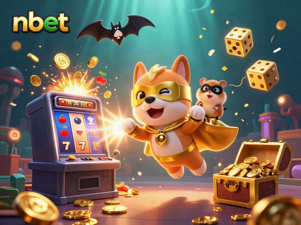 Experience casino excitement with nbet - a 3D superhero dog flying and collecting gold coins.