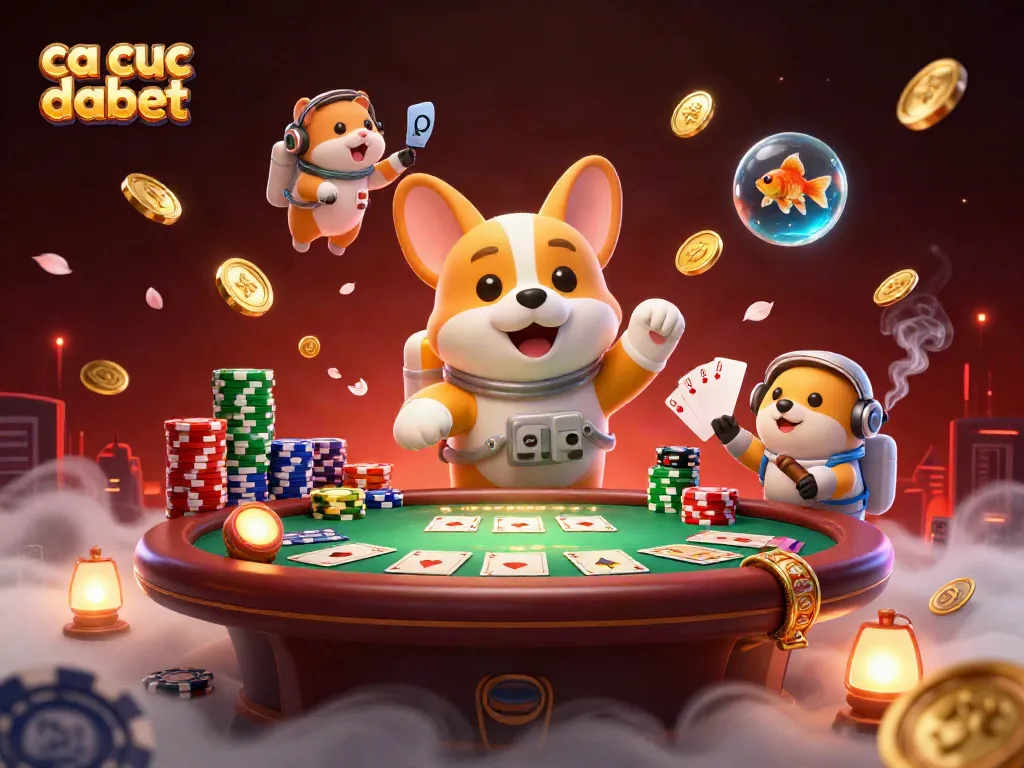 Engage in ca cuoc dabet with a vibrant casino scene featuring playful characters and dynamic gaming elements.