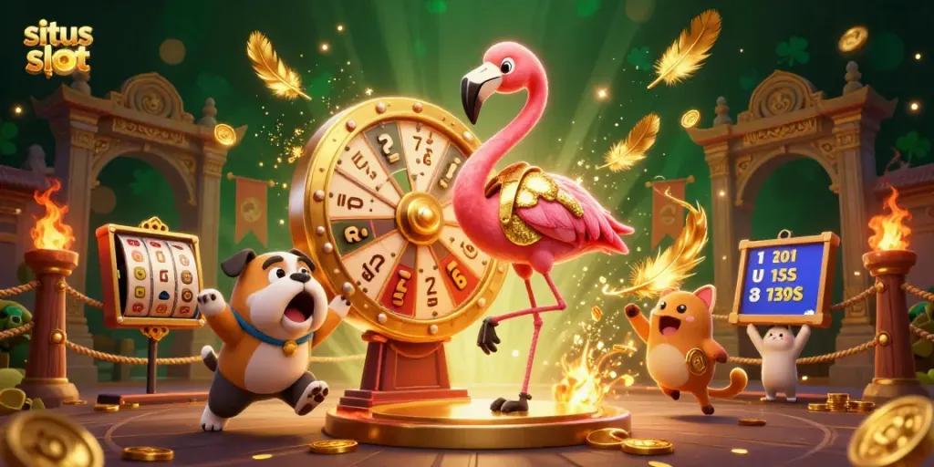 Engage in situs slot action with a game show host, bulldog contestant, and dynamic prizes.