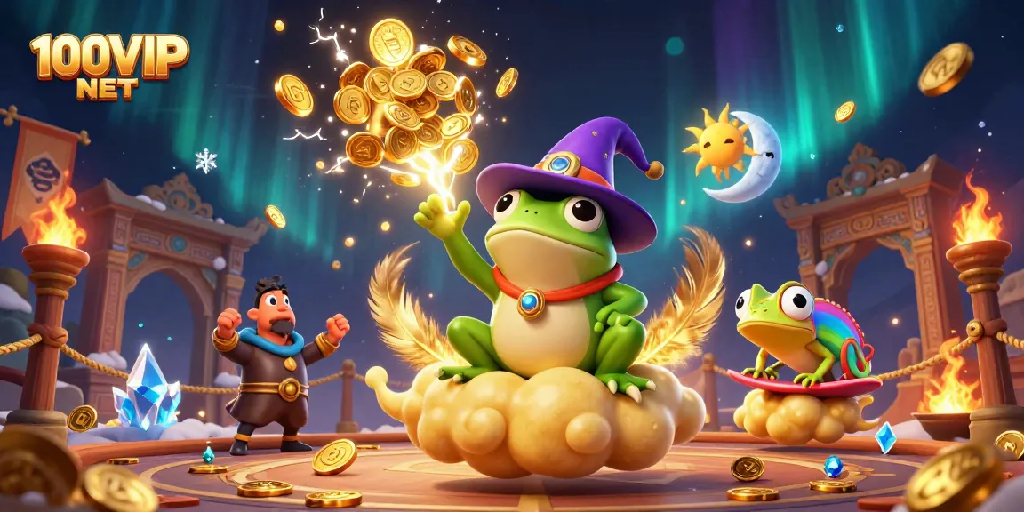 Experience the excitement of 100VIP NET with magical characters and casino elements