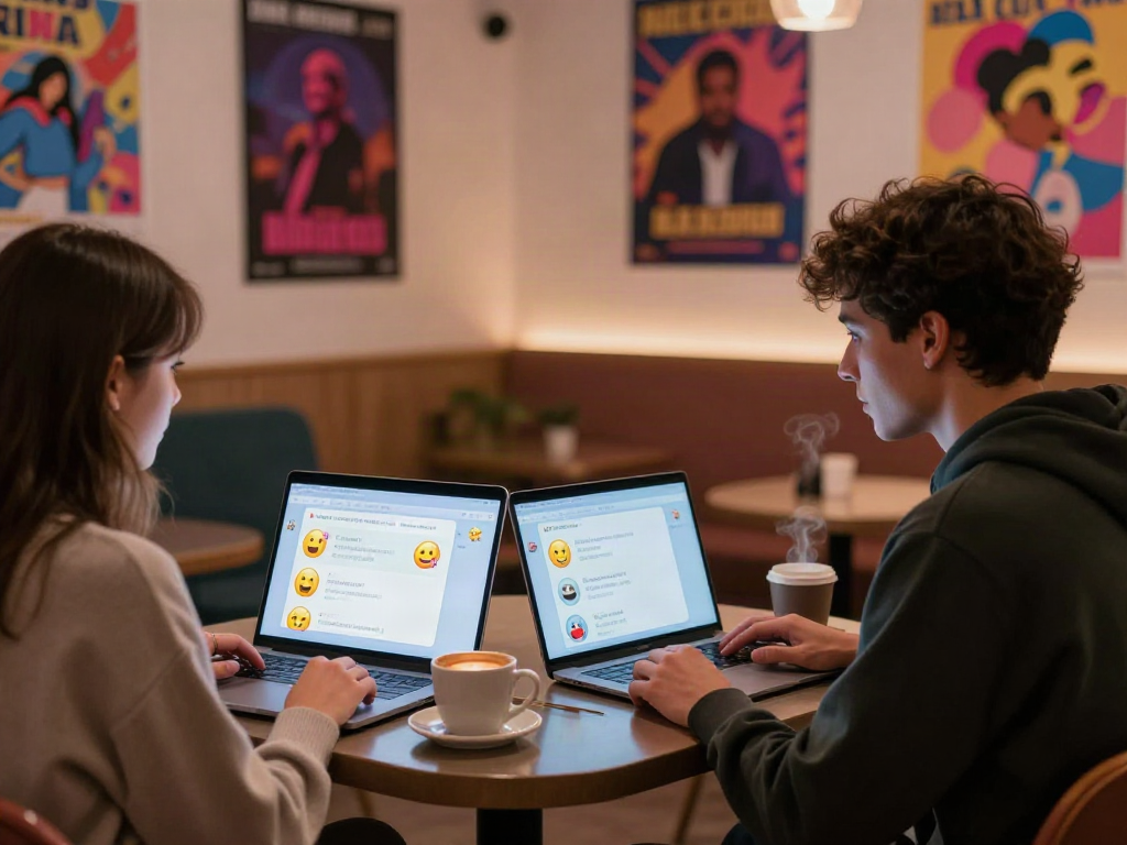 Engaging scene of friends enjoying nsfw ai chat in a cozy digital lounge