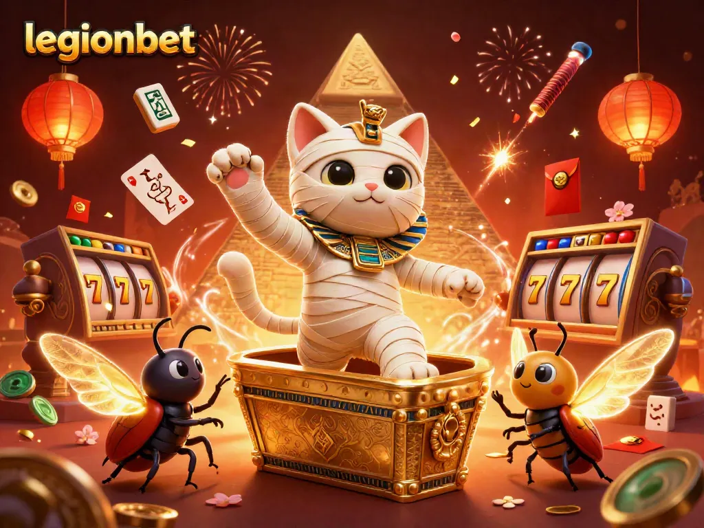 Experience thrilling gameplay at legionbet with a vibrant scene of Egyptian-themed slot adventures.