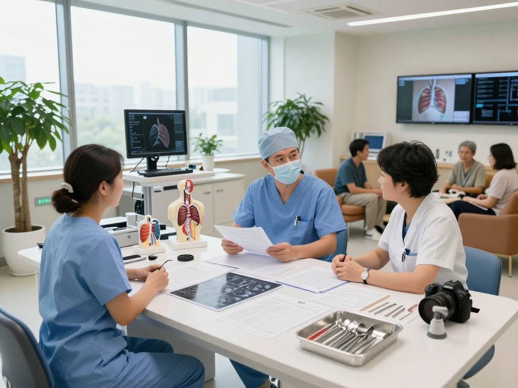 Collaboration within the thoracic surgery department showcasing healthcare teamwork and innovation in a modern hospital.