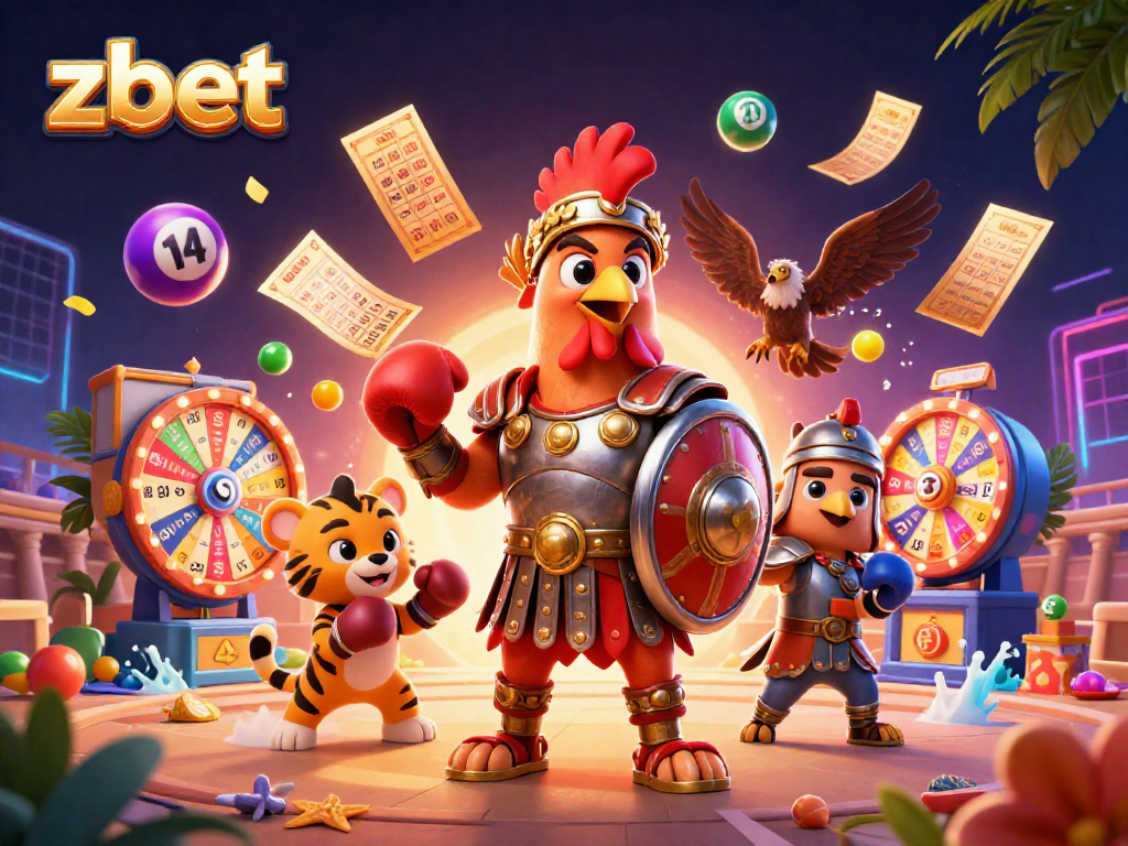 Zbet engages players with vibrant lottery action and competitive excitement in a colorful casino scene.