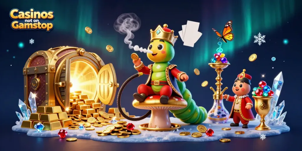 Enjoy thrilling visuals from Casinos not on Gamstop featuring vibrant golds and gems around a whimsical caterpillar master.