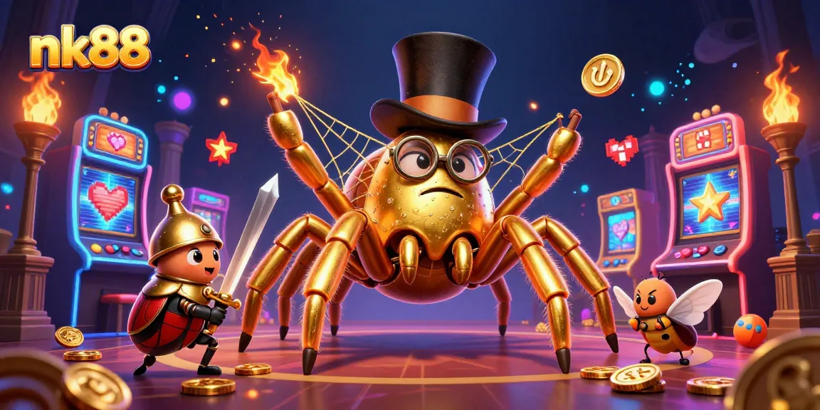Experience thrilling gameplay at nk88 with enchanting casino illustrations featuring a golden tarantula.