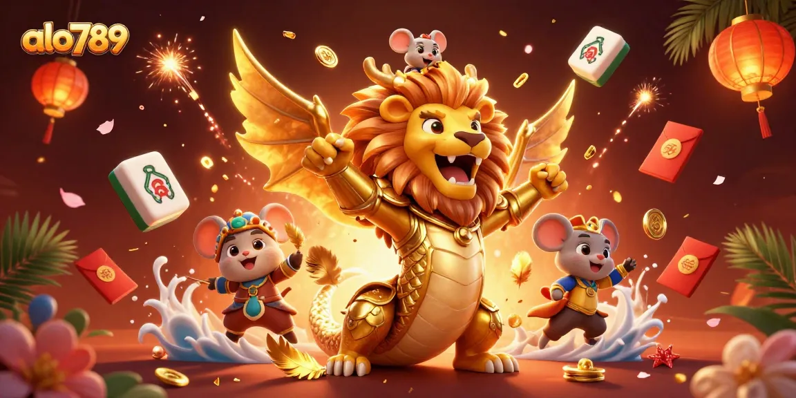Experience the thrill of betting at alo789 with a golden chimera and rich gambling elements.